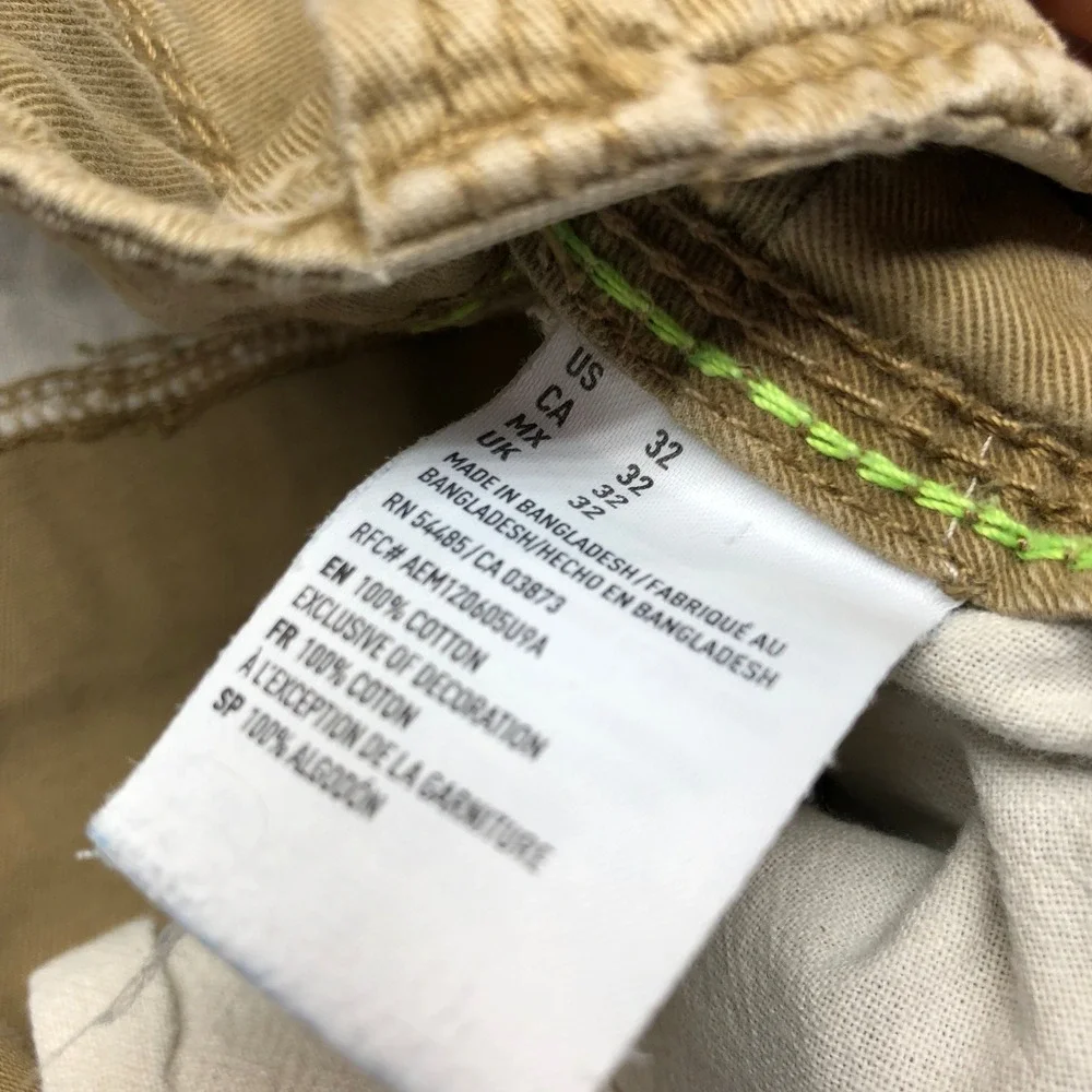 American Eagle Mens Cargo Shorts Khaki Tan Cotton Twill Size 32 Casual Rugged
